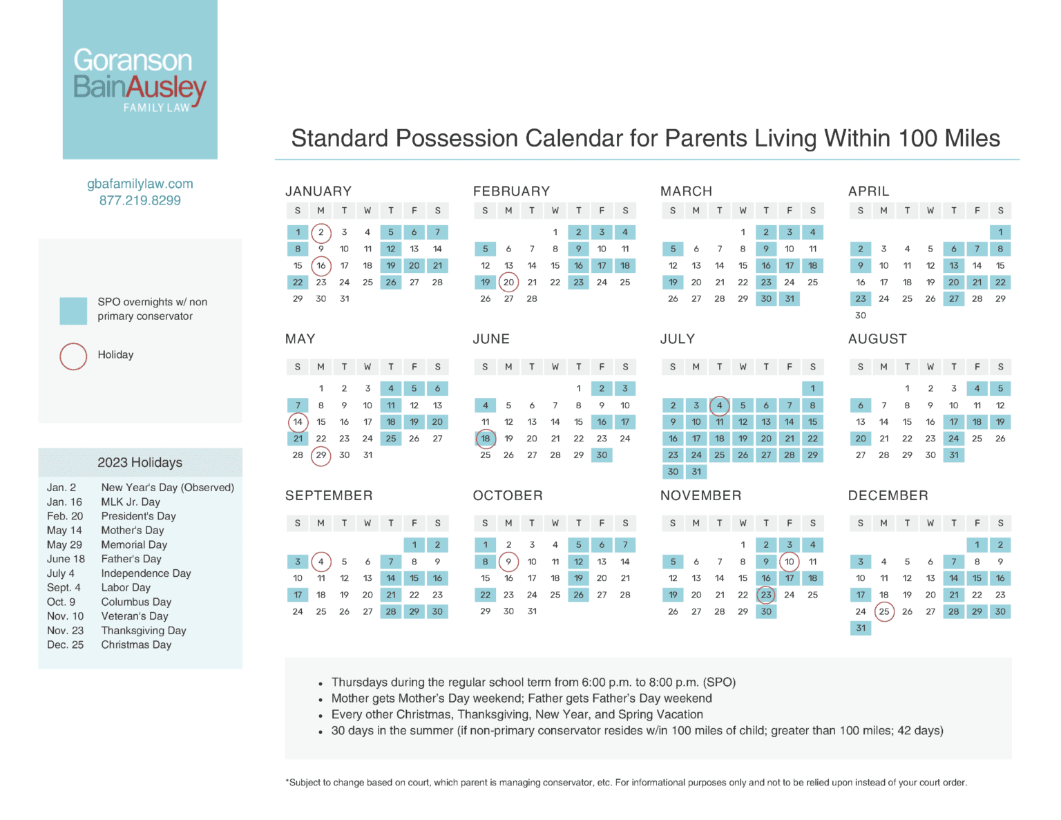 Custody Calendar 2025 Texas Annice Rozanne