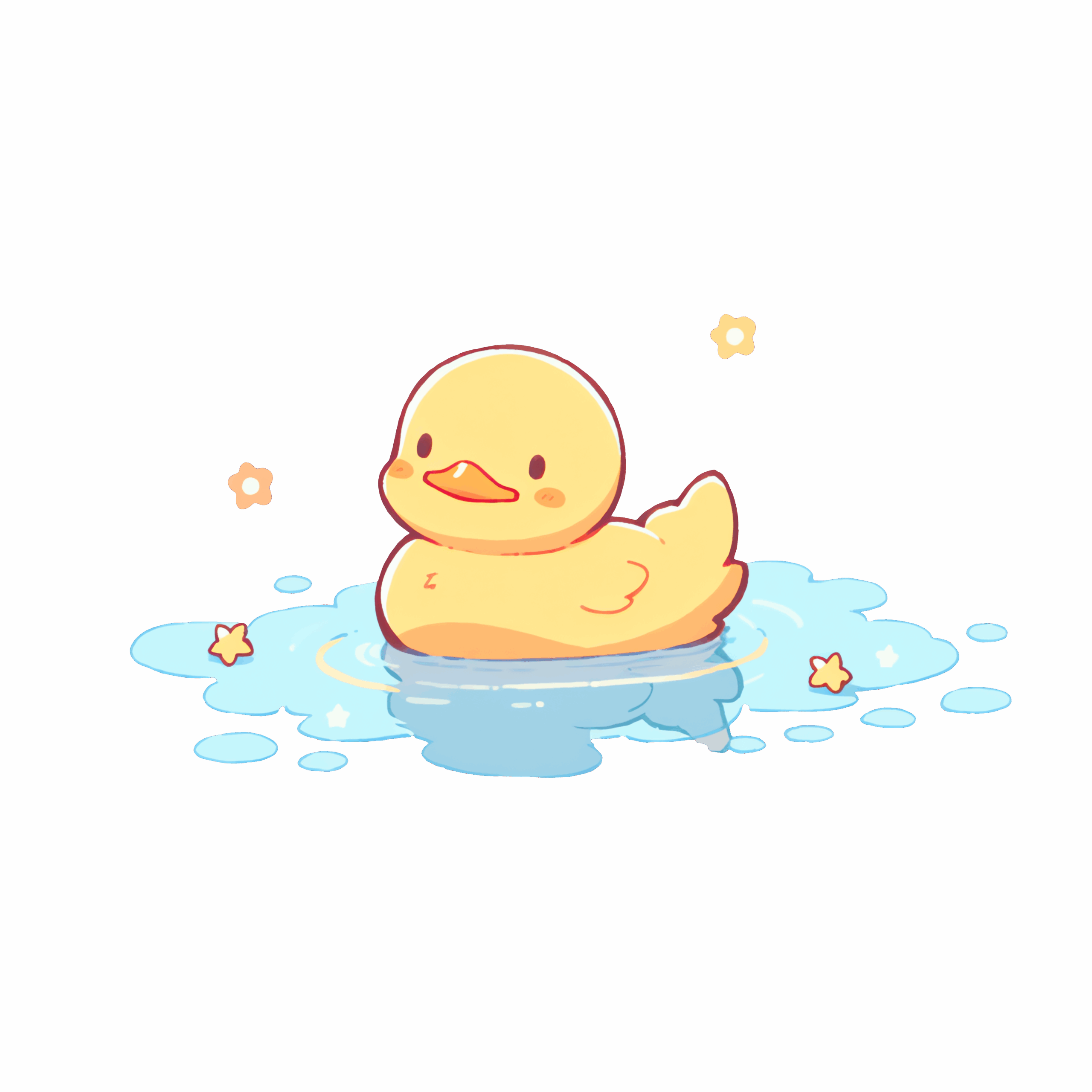 Cute Kawaii Yellow Rubber Duck Swimming Sticker By CozyKawaiiArt
