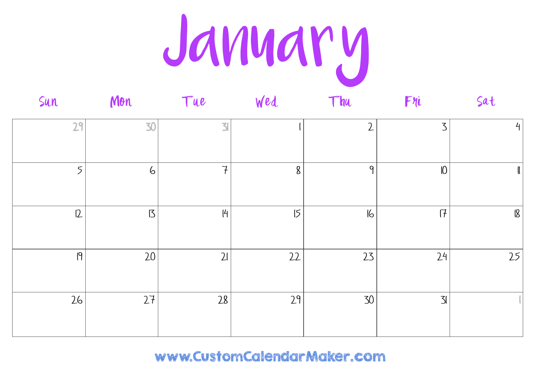 Printable Cute Calendar 2026