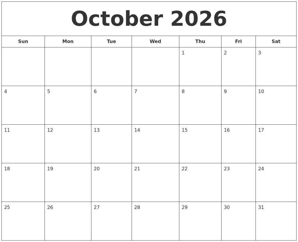 December 2026 Calendar Template