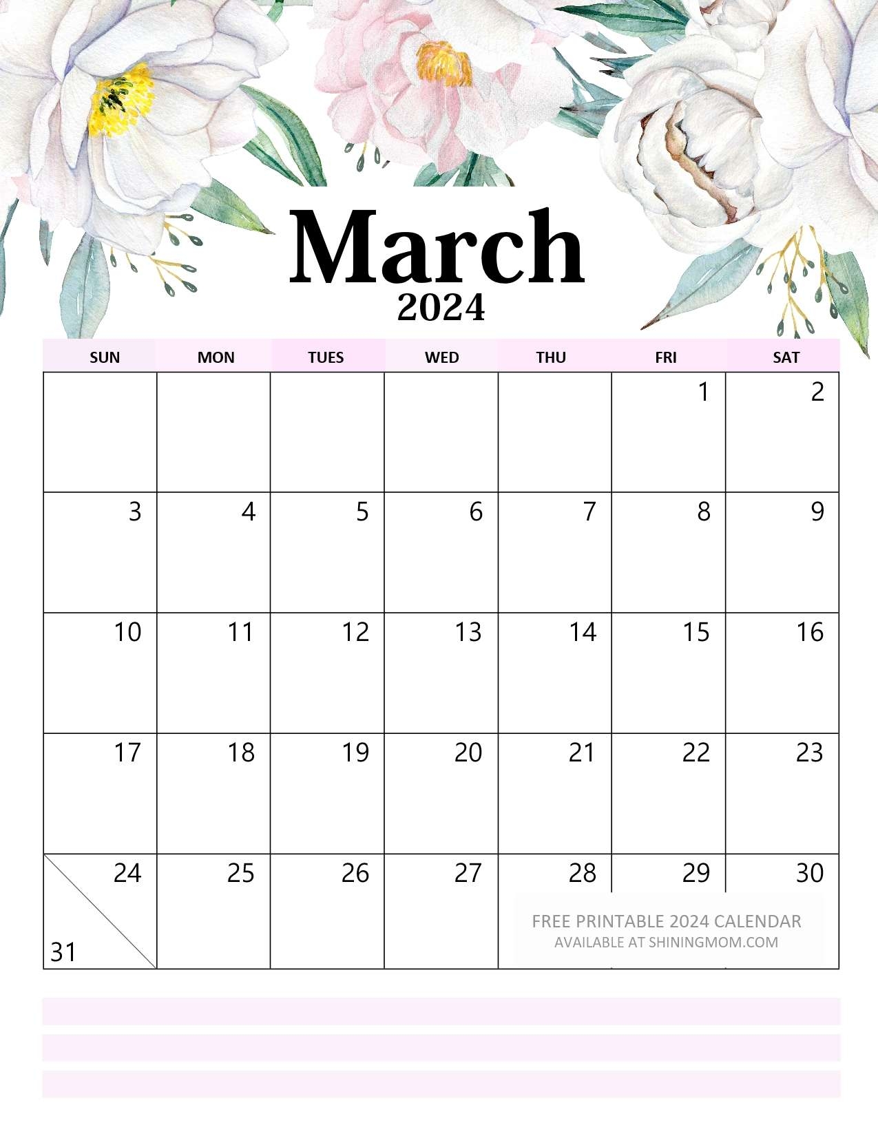 Decorative Printable Calendar 2026
