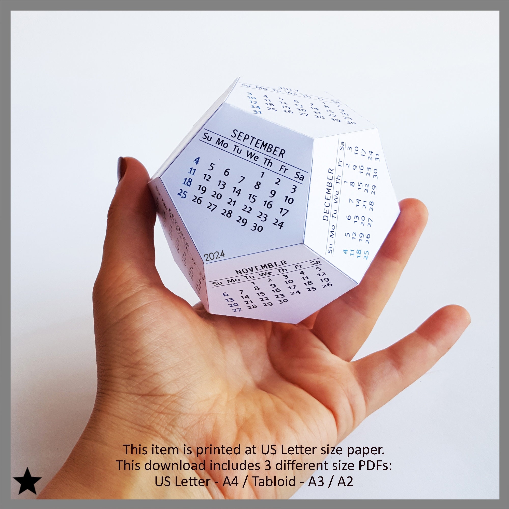 Dodecahedron Calendar 2025 Printable Madison Campbell
