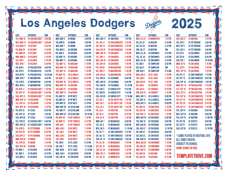 Dodgers March 29 2025 Schedule Amie P Smith