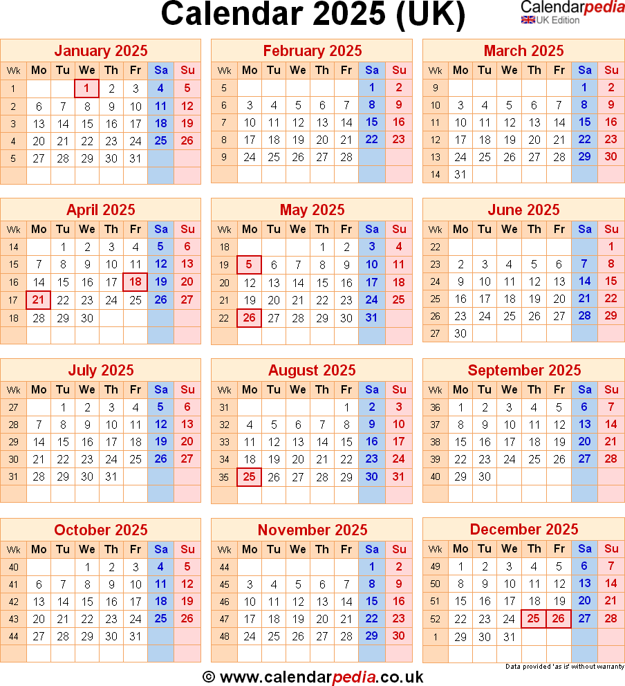Printable Uk Calendar 2026