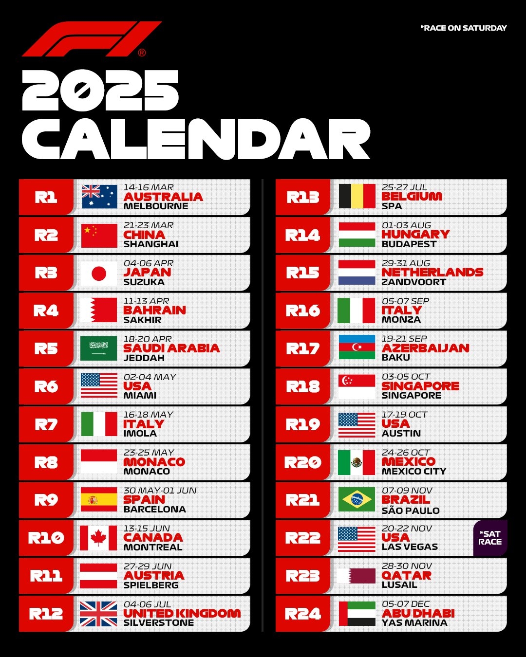 2026 F1 Calendar Printable