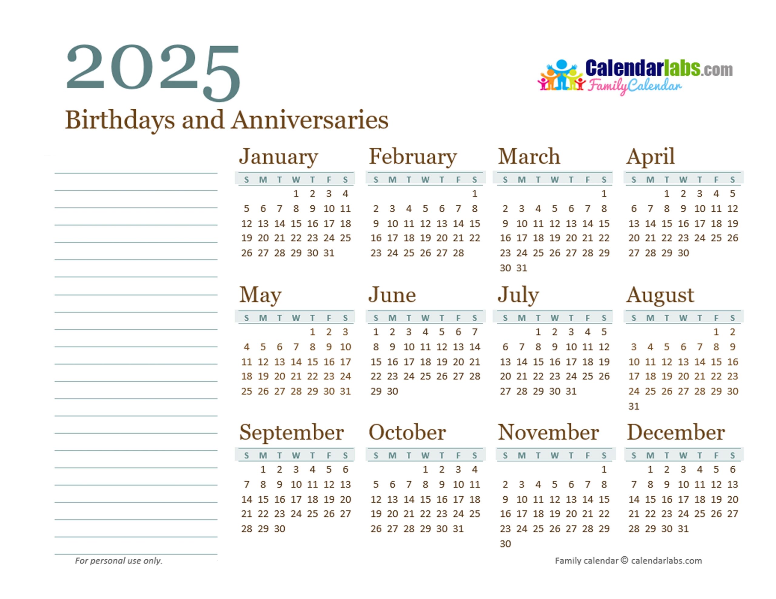 Family Calendar 2025 Nathan L Reich