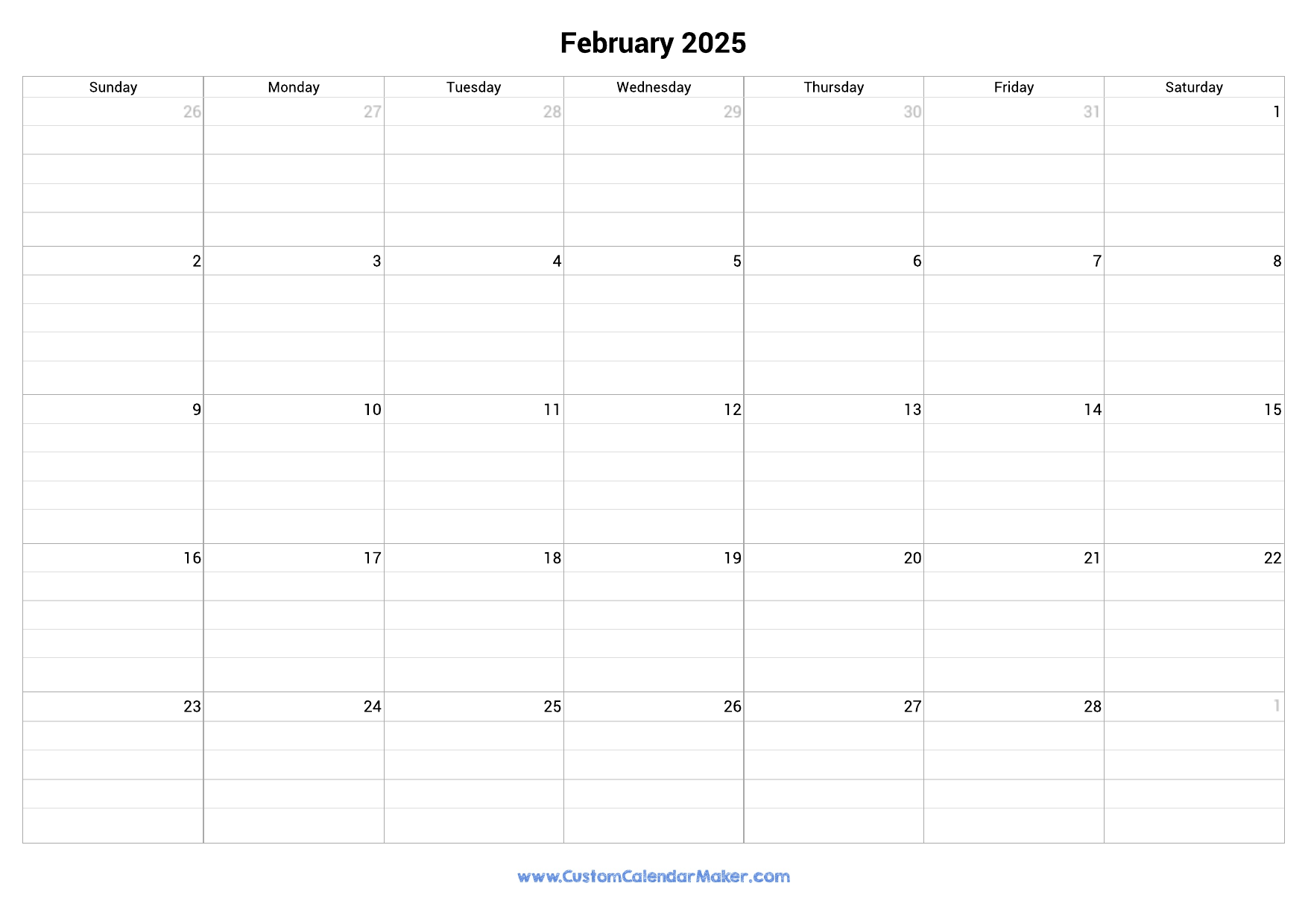 February 2025 Calendar Canva Dick C Gillette
