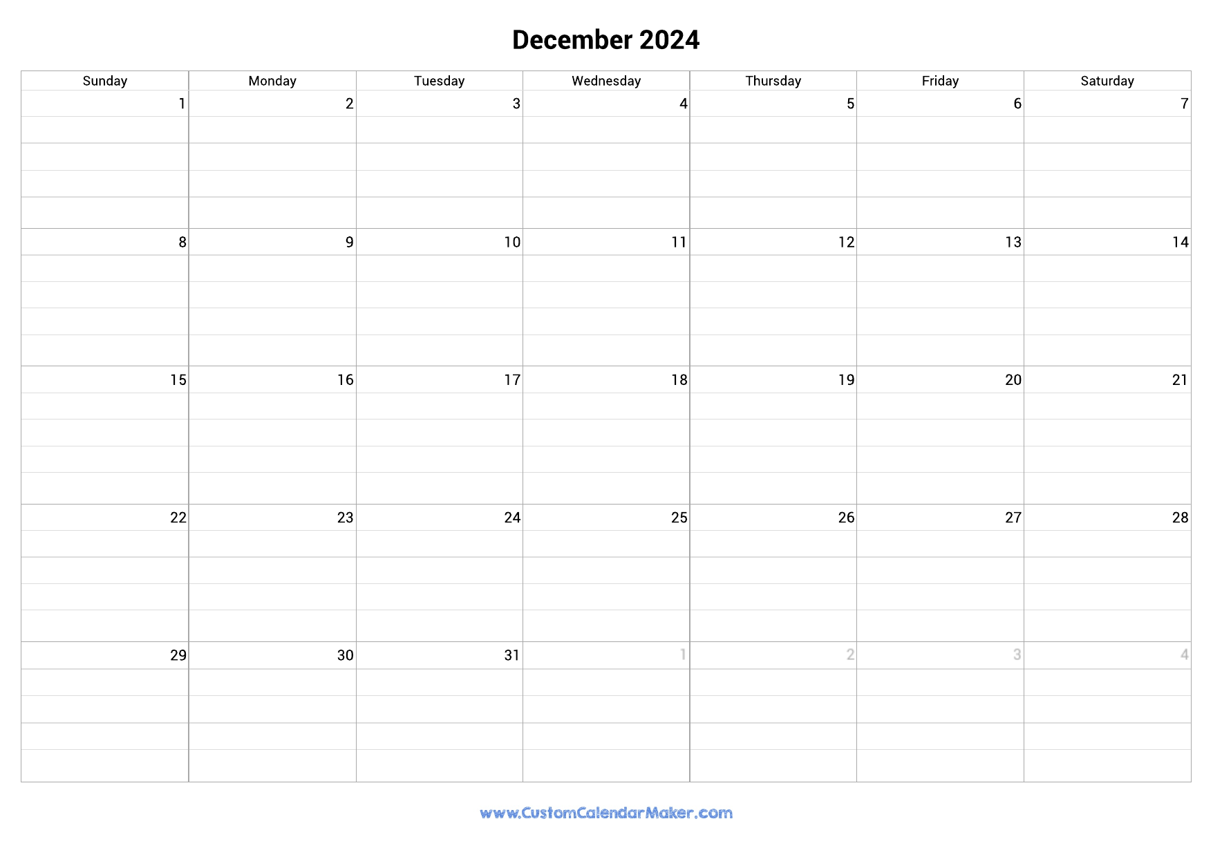 Fillable December 2024 Calendar Pdf Celka Darlene