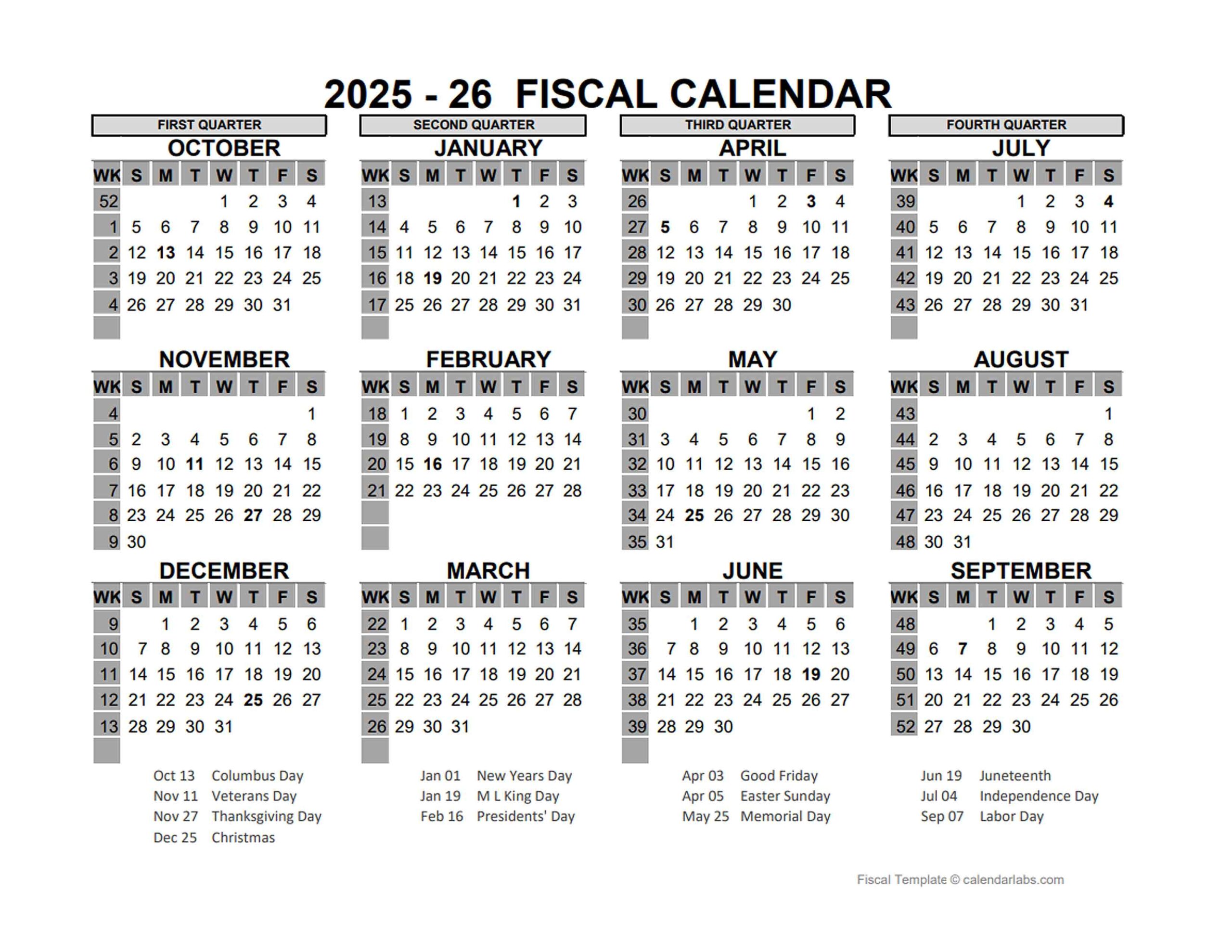 Fiscal Calendar 2025 26 Craig C Baird