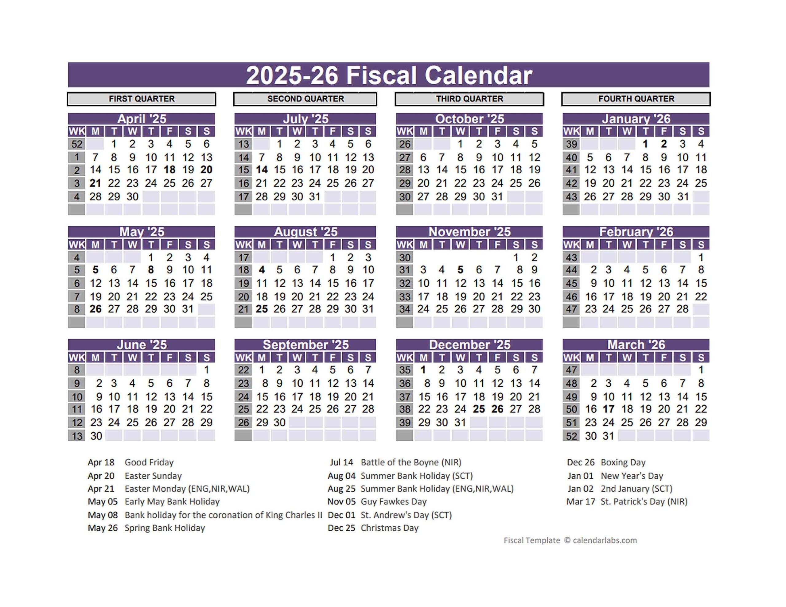 Fiscal Year 2025 Calendar Printable Malinda C Wightman