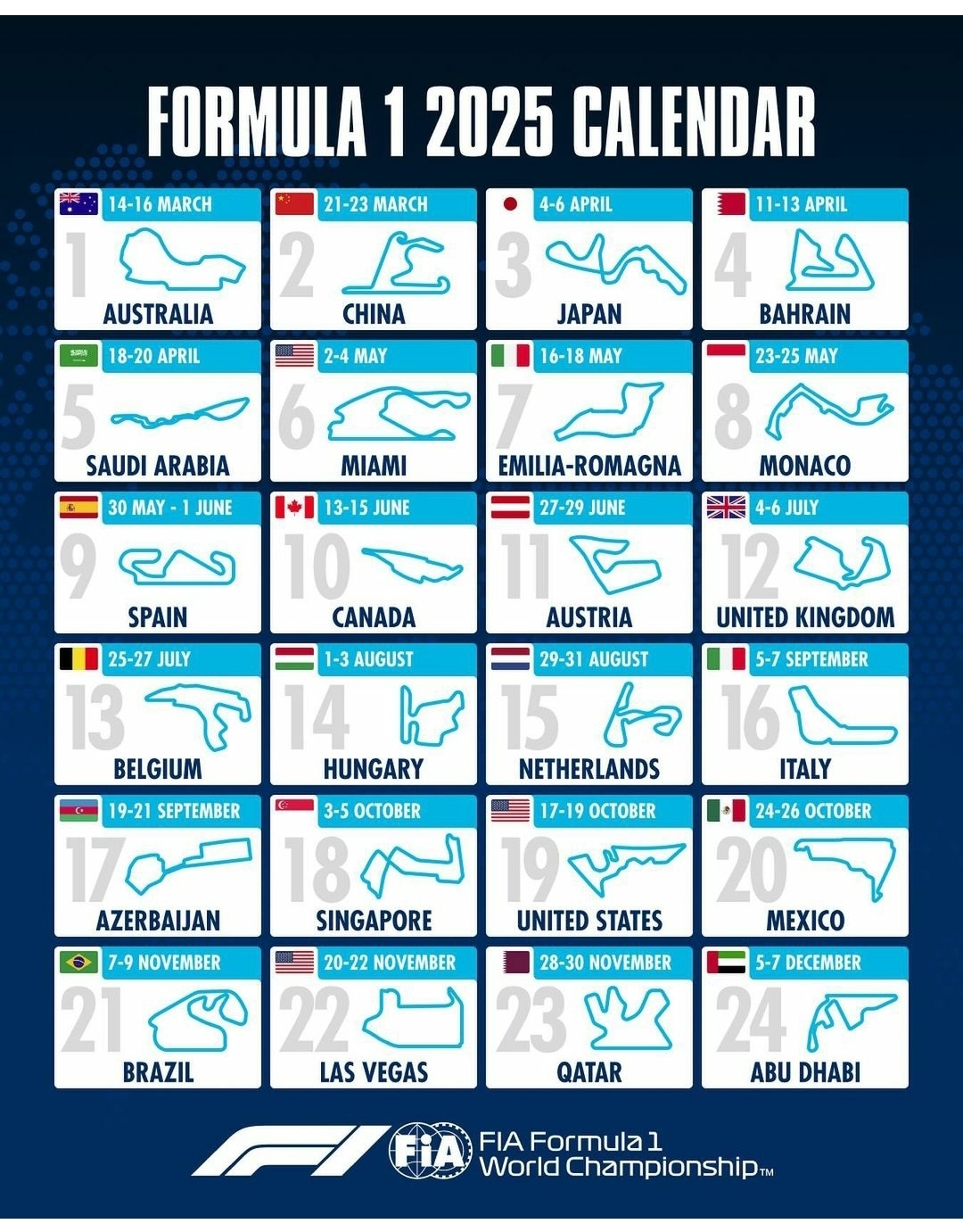 Formula 1 Calendar 2025 Printable Timothy Smart