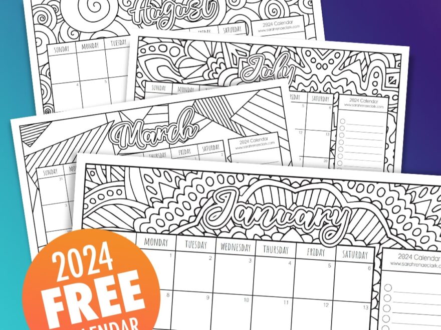 Free 2024 Coloring Calendar Printable