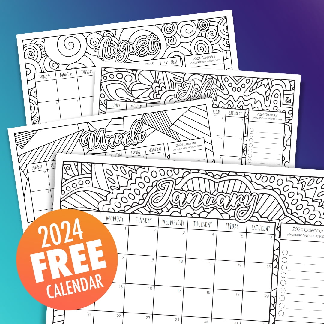Free 2024 Coloring Calendar Printable