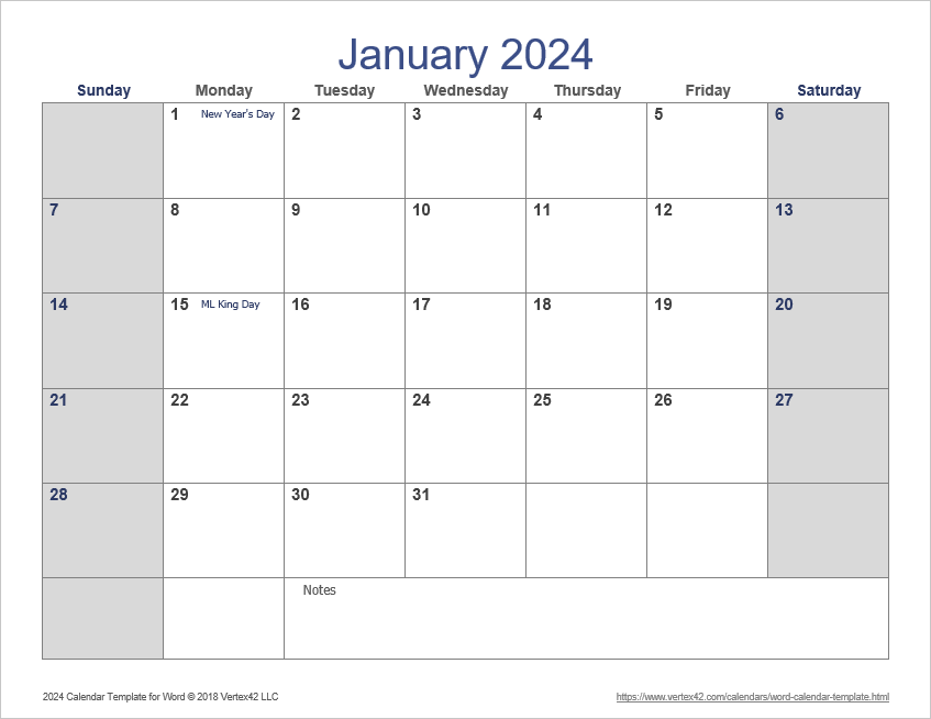 2026 Calendar Word Doc Printable