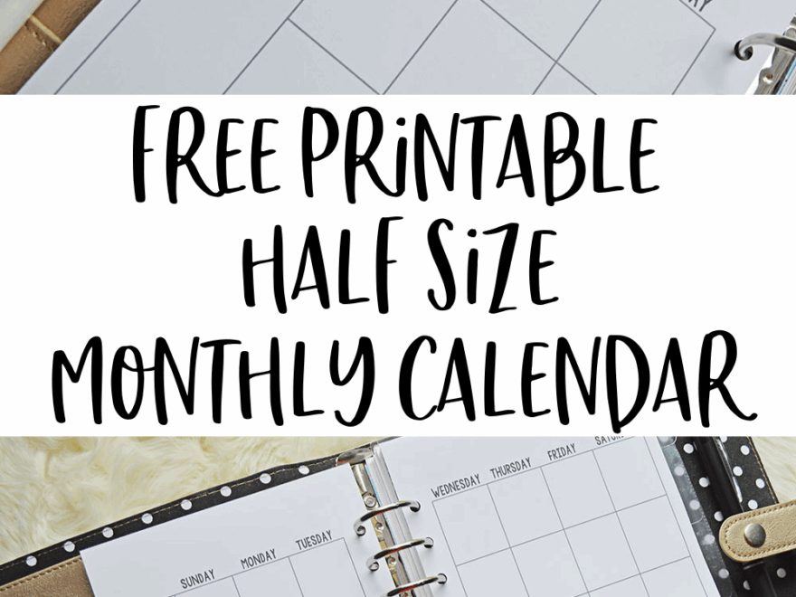 Free Printable Half Size Monthly Calendar For Your A5 Planner A5