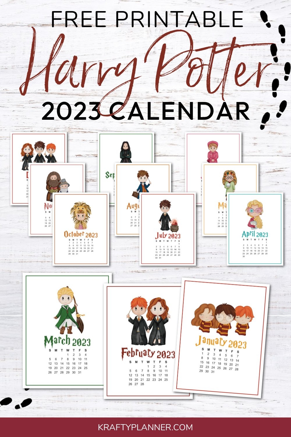Free Printable Harry Potter 2023 Calendar Krafty Planner
