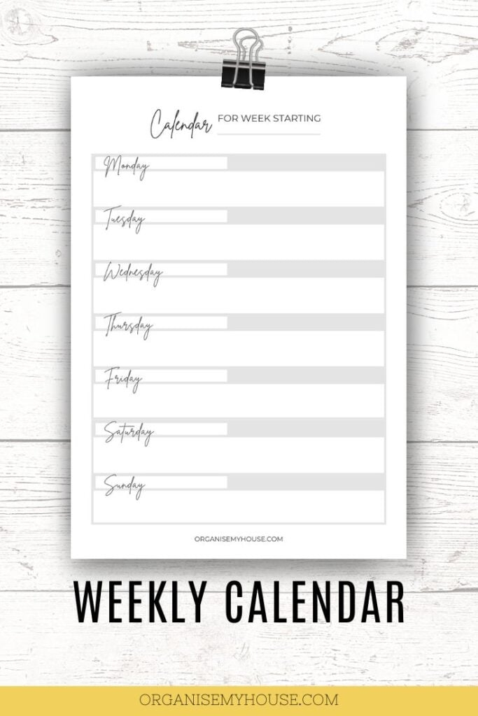 Printable Calendar Weekly 2026