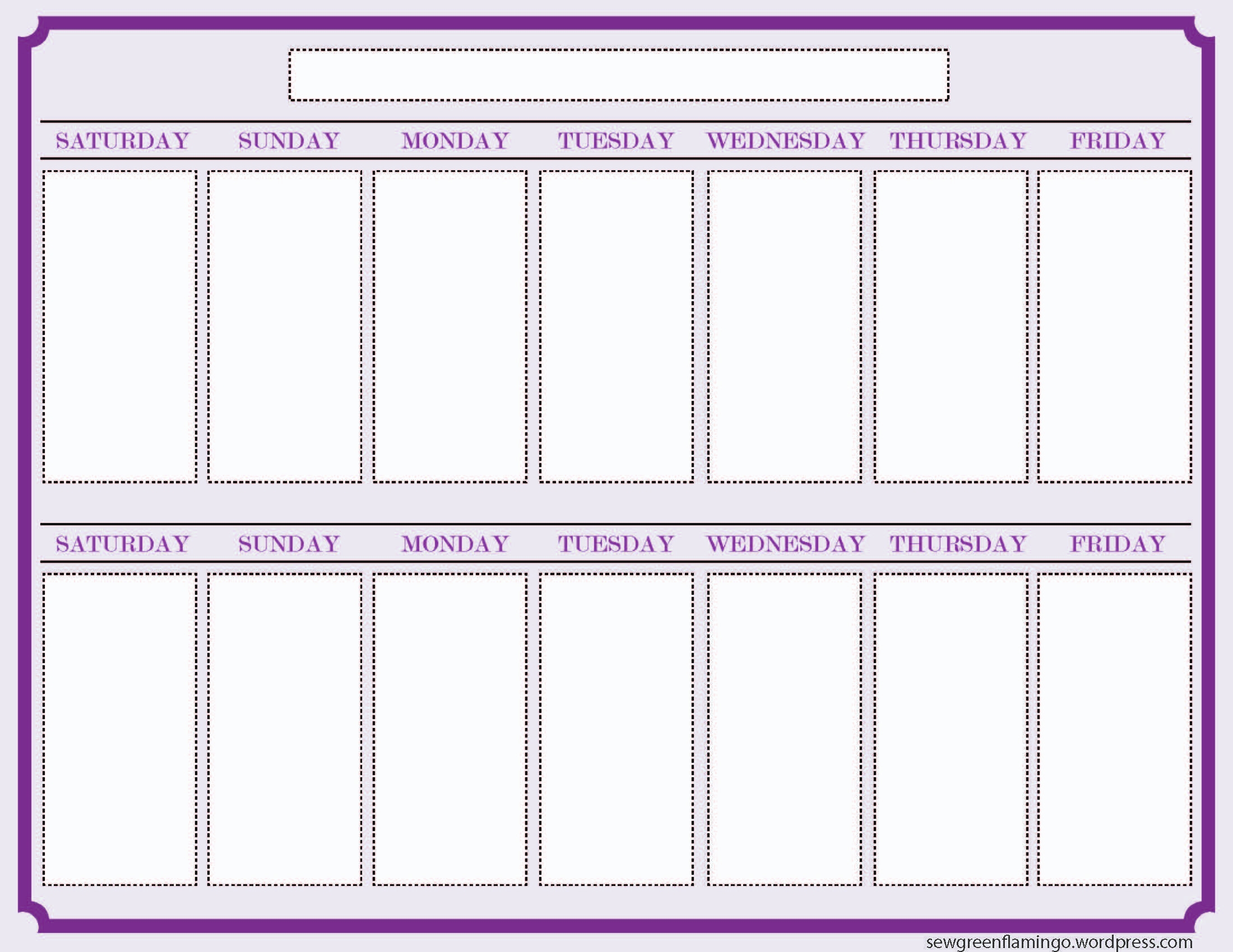 Getting Organized 2 Week Planner Free Calendar Template Calendar