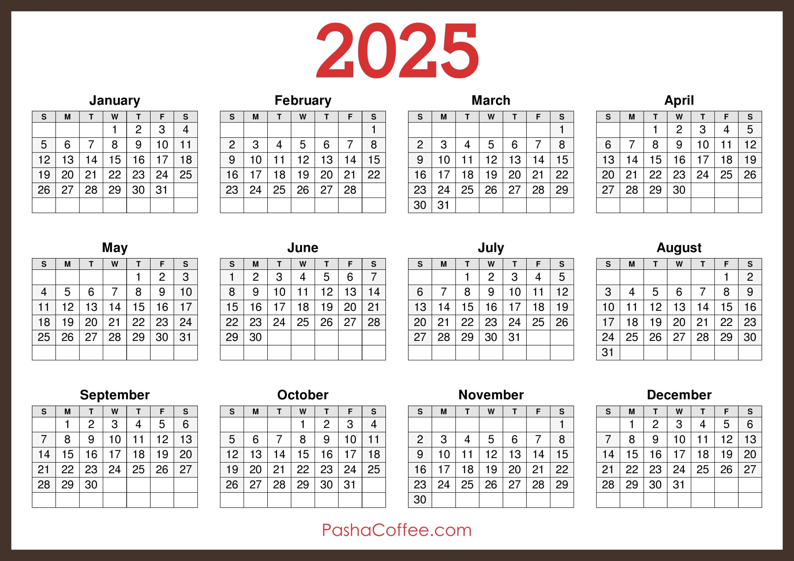 Horizontal Calendar 2025 Danika Claudia