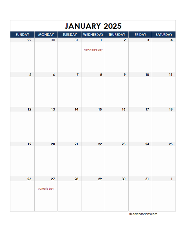 January 2025 Australian Calendar Excel Joyce M Hahn