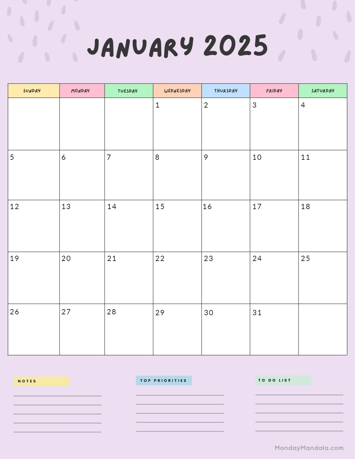 January 2025 Calendar 52 Free PDF Printables 