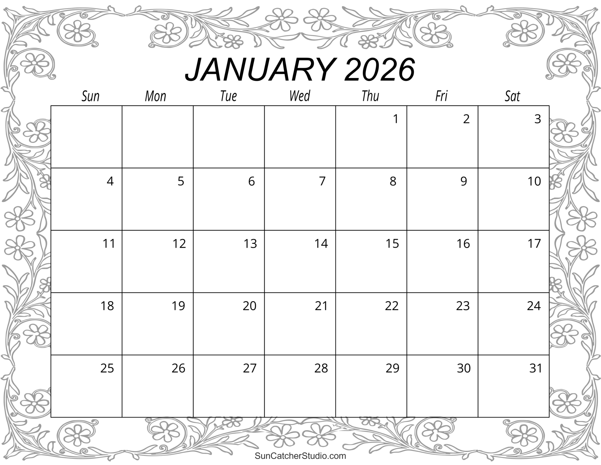 Printable Calendar Month 2026