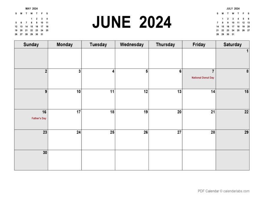 June 2024 Calendar With Holidays CalendarLabs