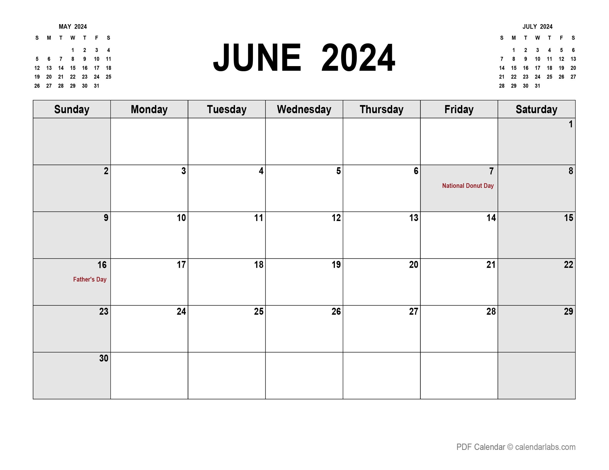 June 2024 Calendar With Holidays CalendarLabs