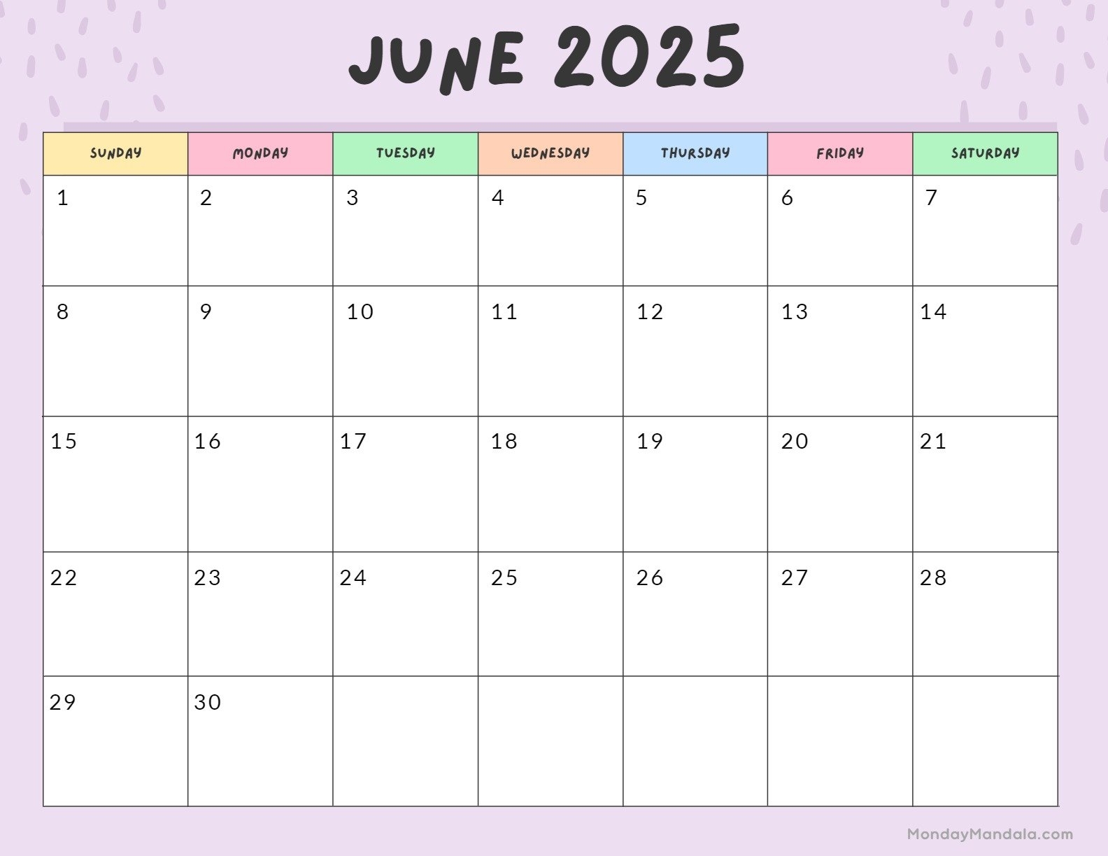 June 2025 Calendar 52 Free PDF Printables 