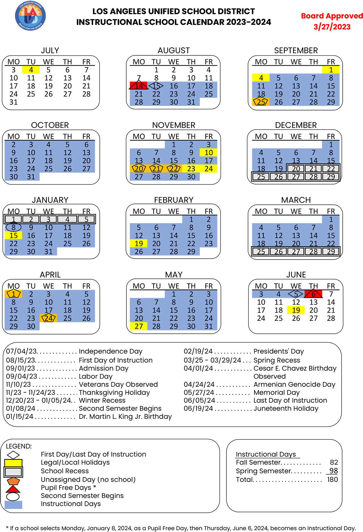 Lausd Academic Calendar 2026 26 Printable