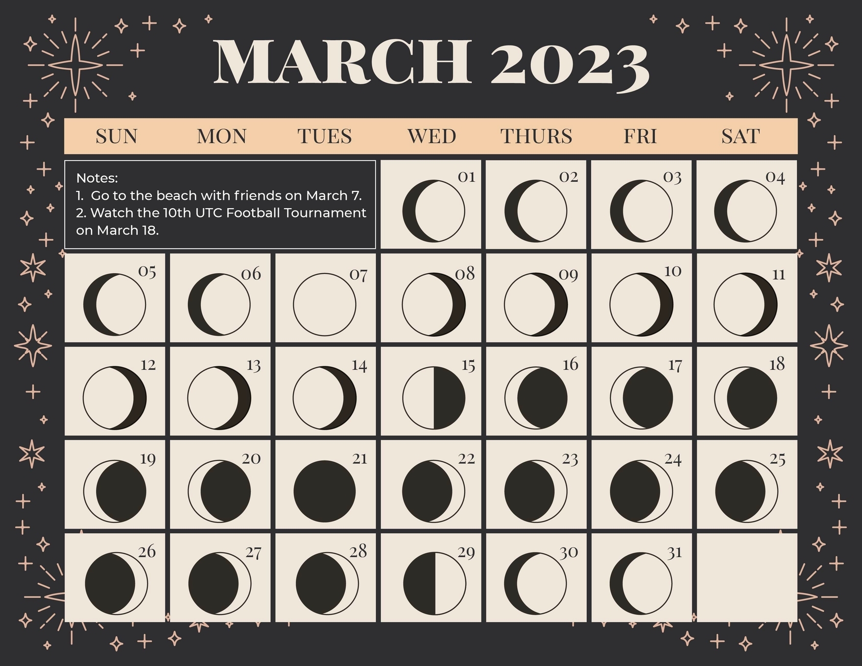 Moon Phase Calendar 2025 Printable Jazmin Saidee