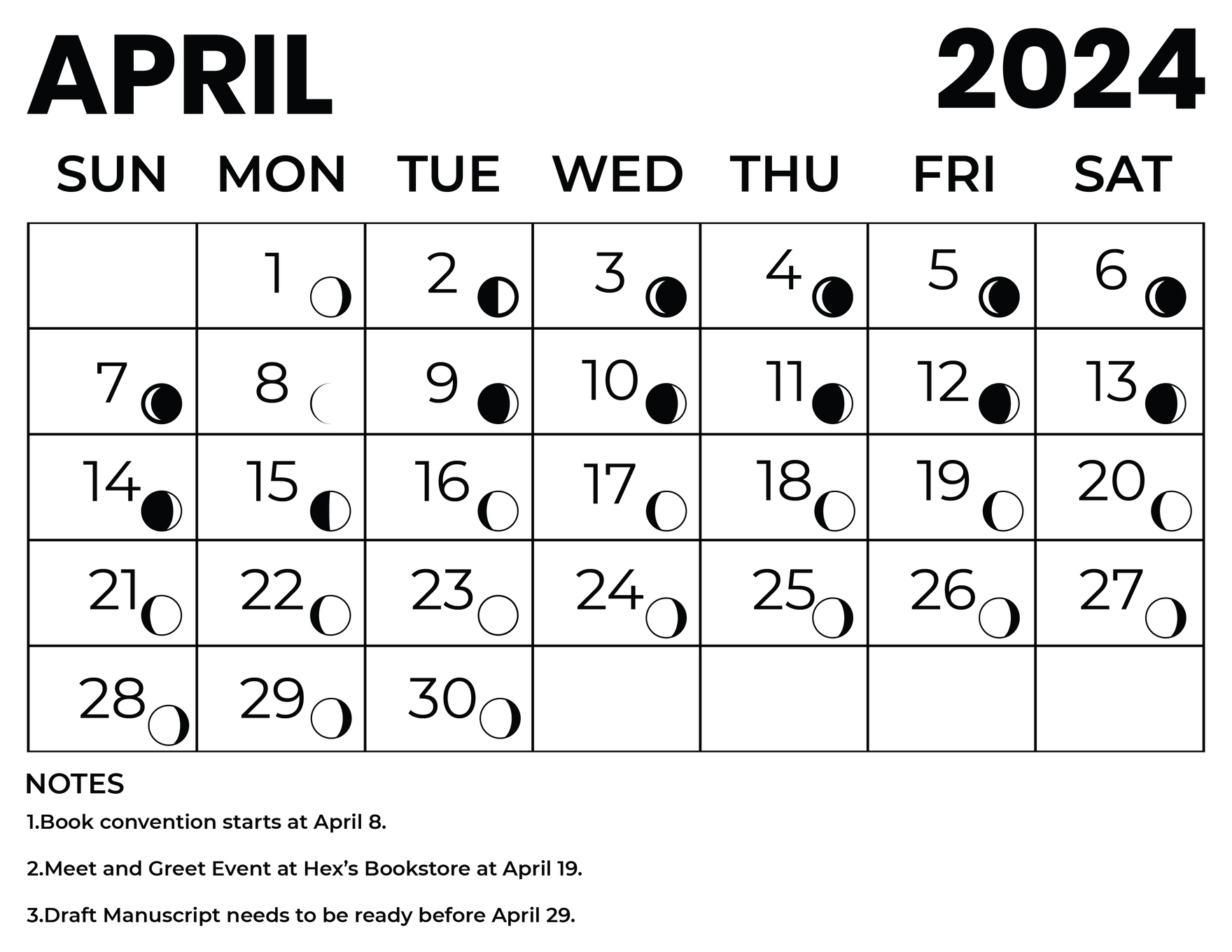 Moon Phase Calendar April 2025 Richard O Newman