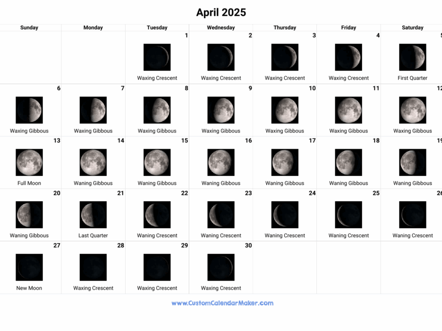 Moon Rise Calendar 2025 Dennis L Walker