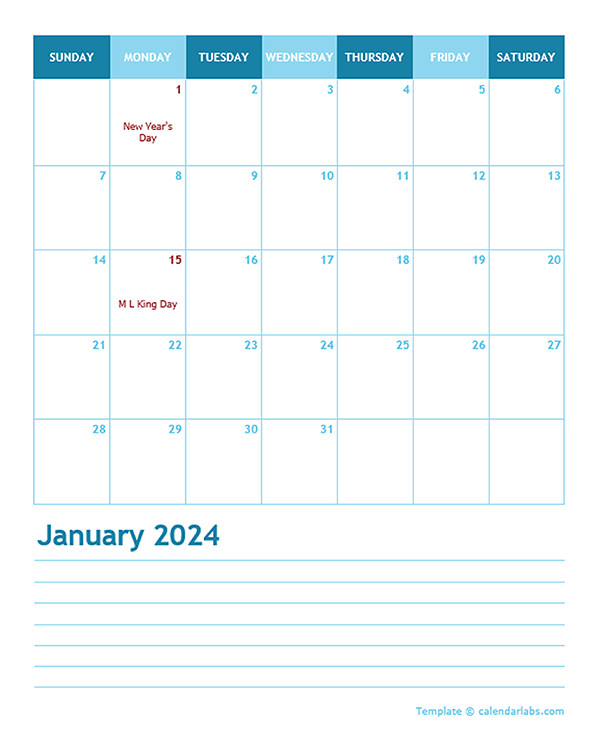 Printable Calendar Portrait 2026