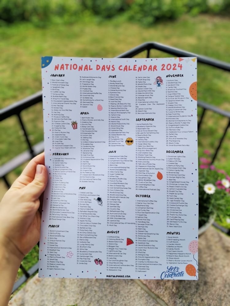 National Calendar Day 2024 Zara Anderea