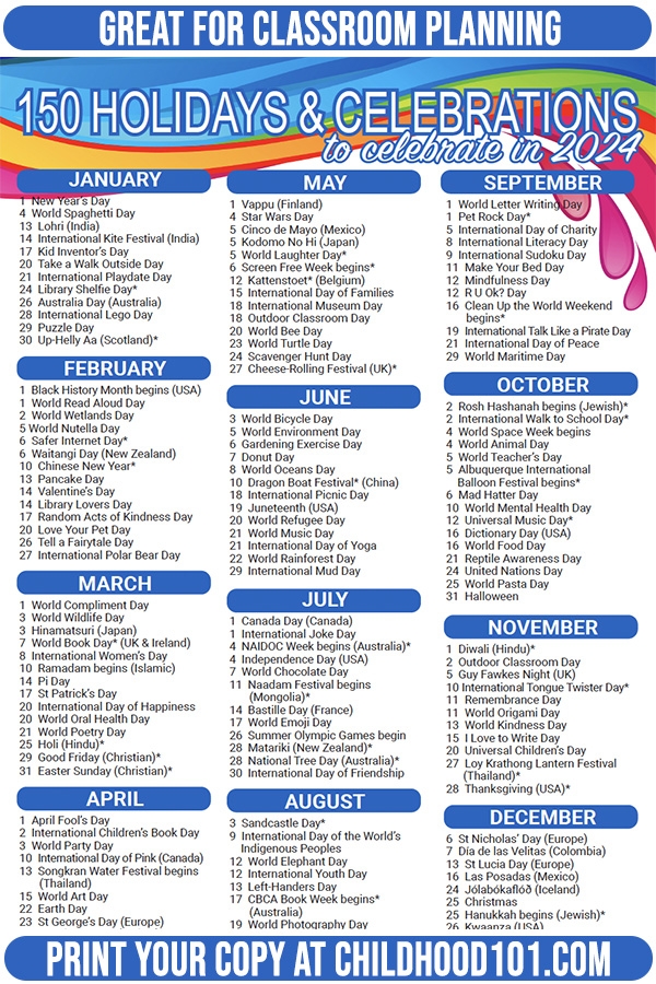 Printable National Day Calendar 2026