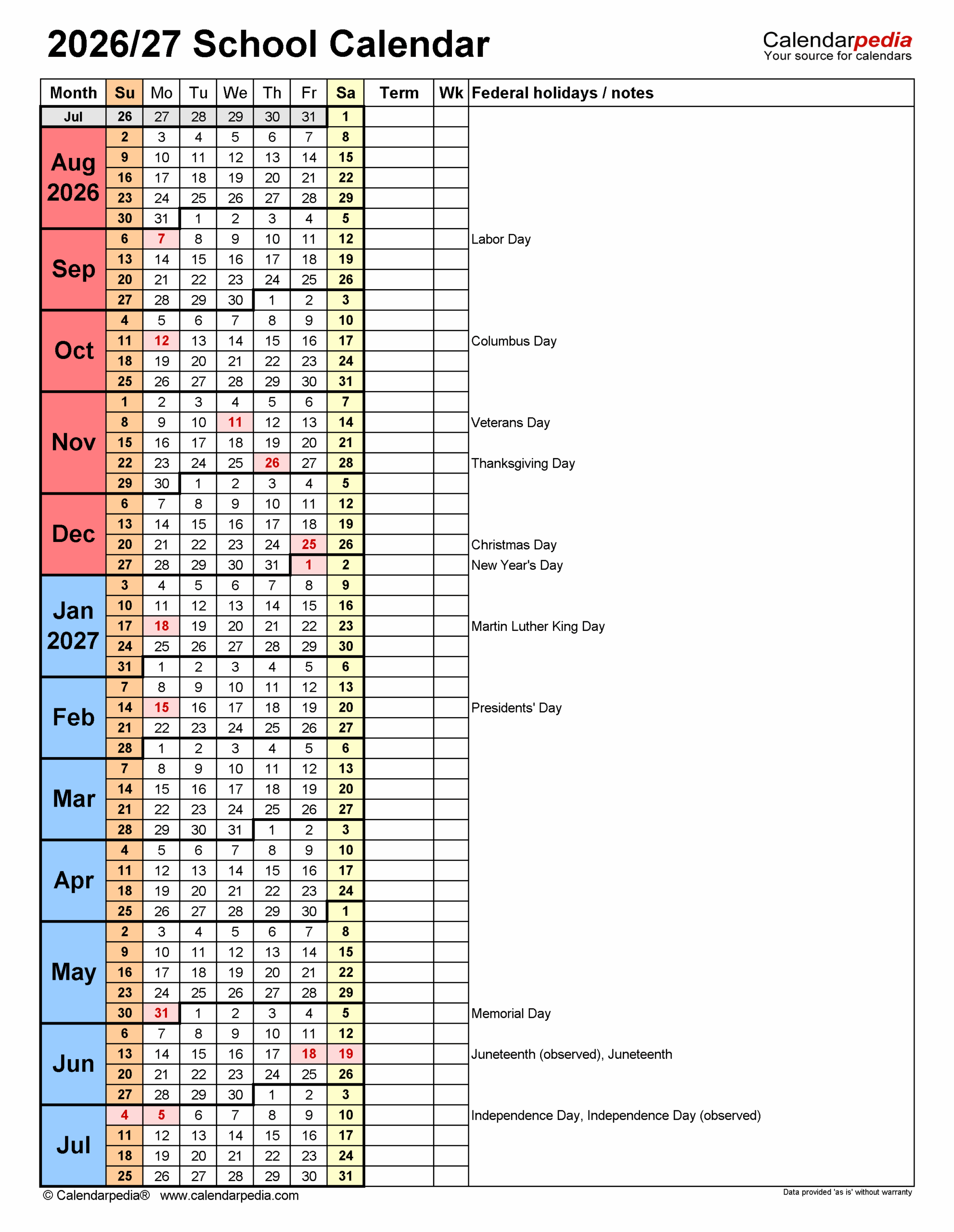 Basis School Calendar 2026 2026 Printable