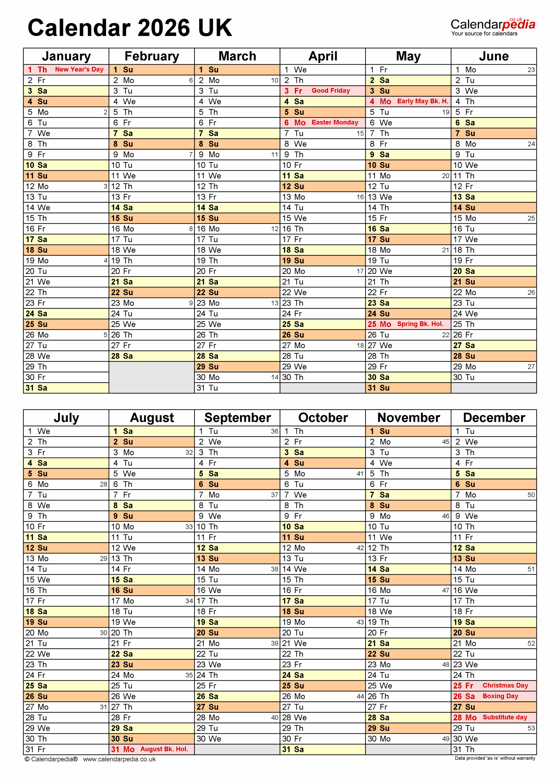 Printable Calendar 2026 Portrait