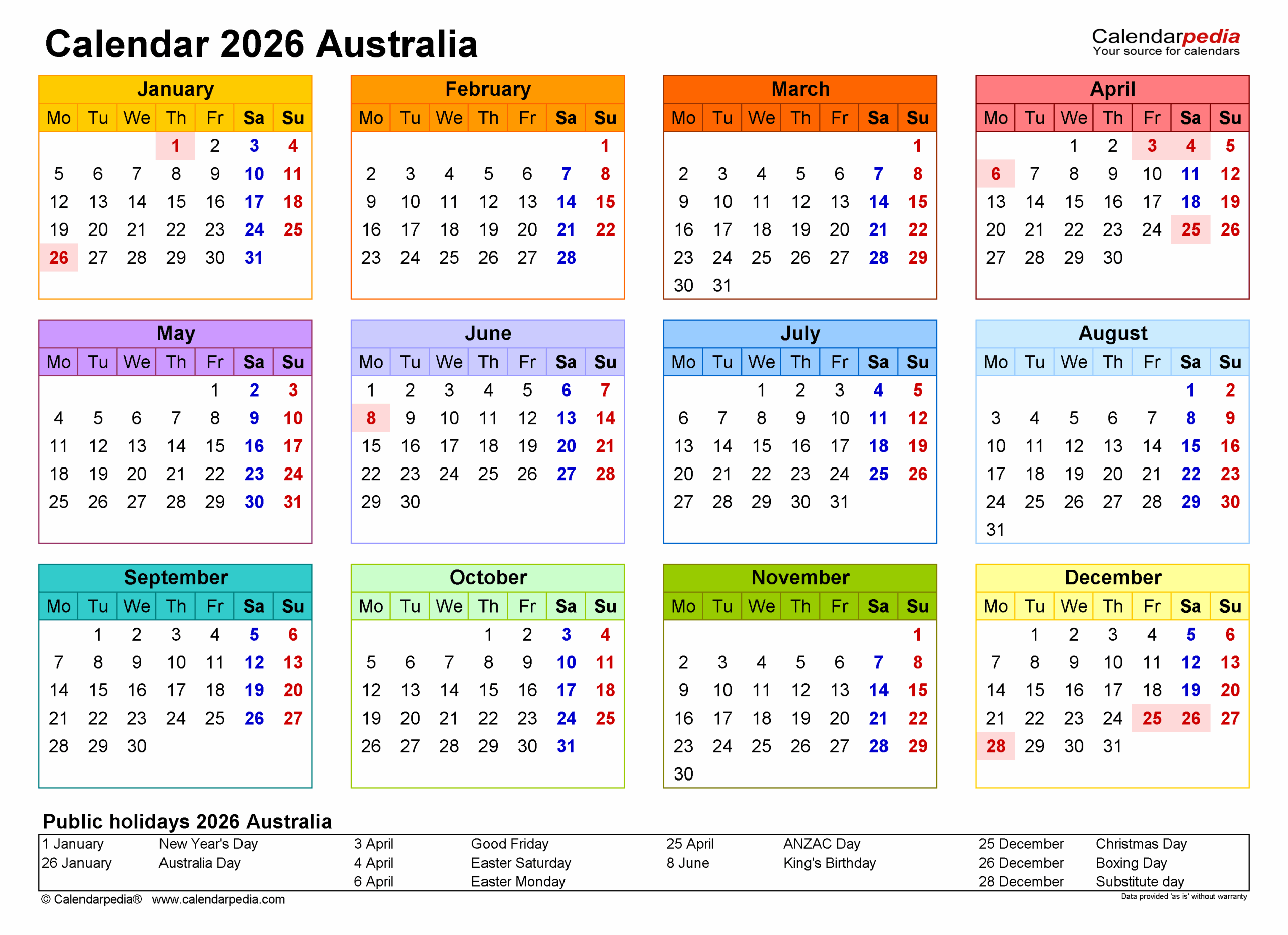 2026 A3 Calendar Printable