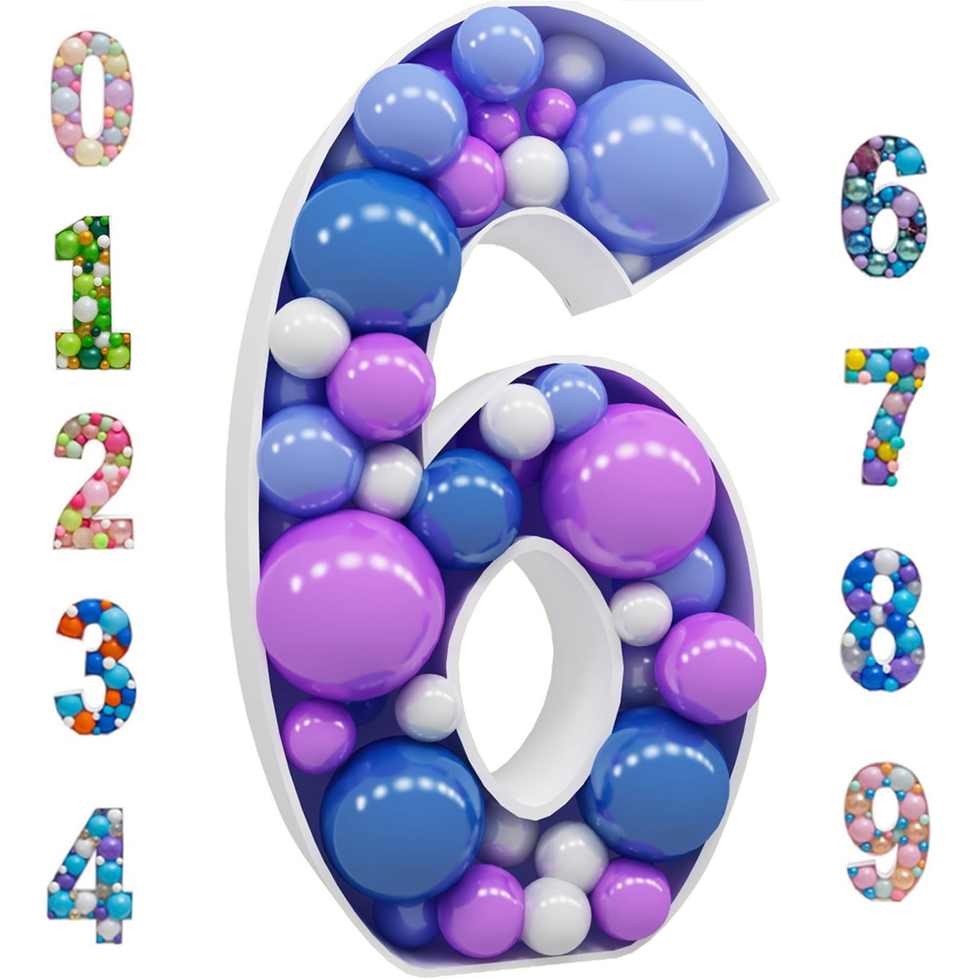 Number Balloon Marquee Numbers 6 Pre Cut Kit Cardboard Light Up Mosaic