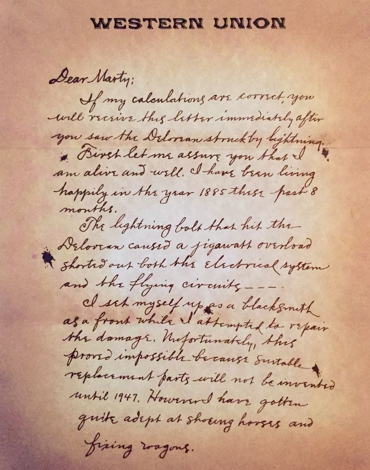 Page One Of Doc S 1885 Letter To Marty Back To The Future Bttf