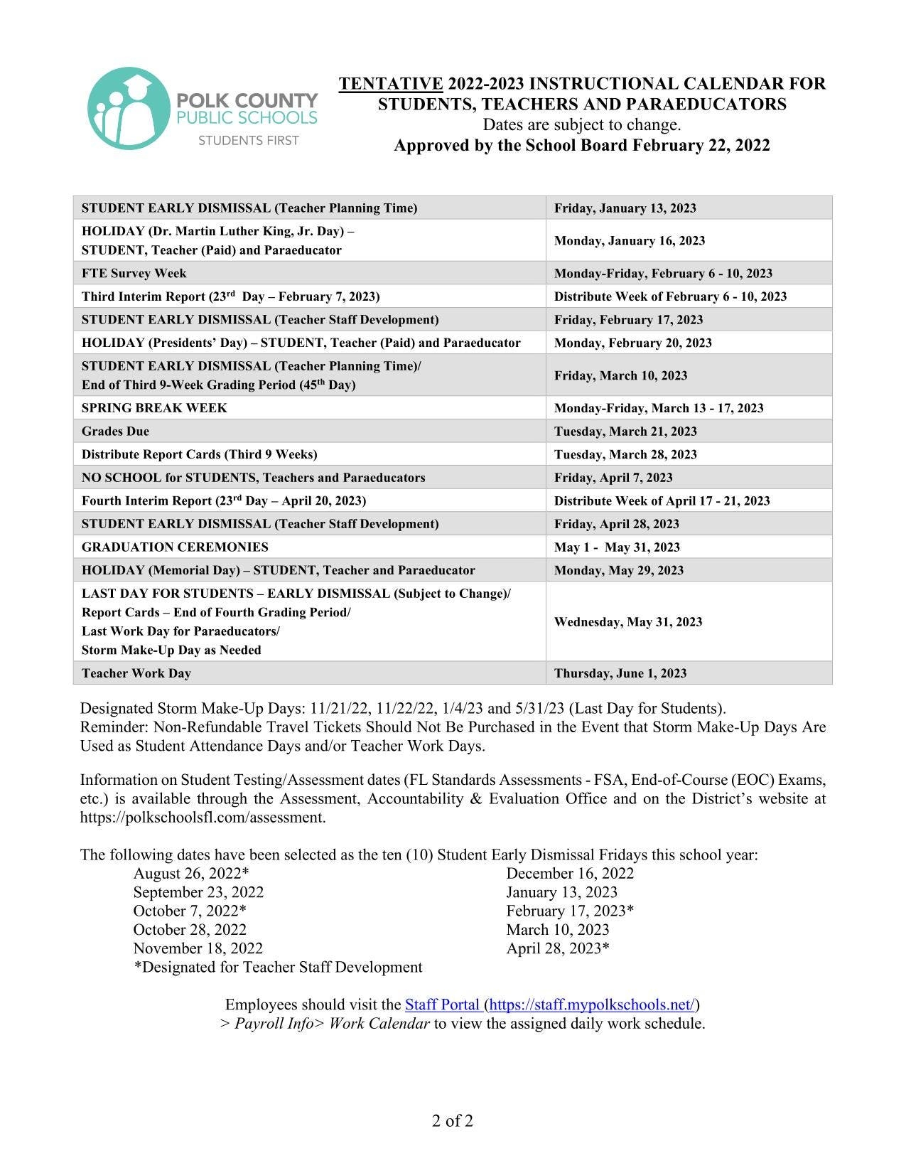 Polk County Florida School Calendar 2025 26 Diane D Read