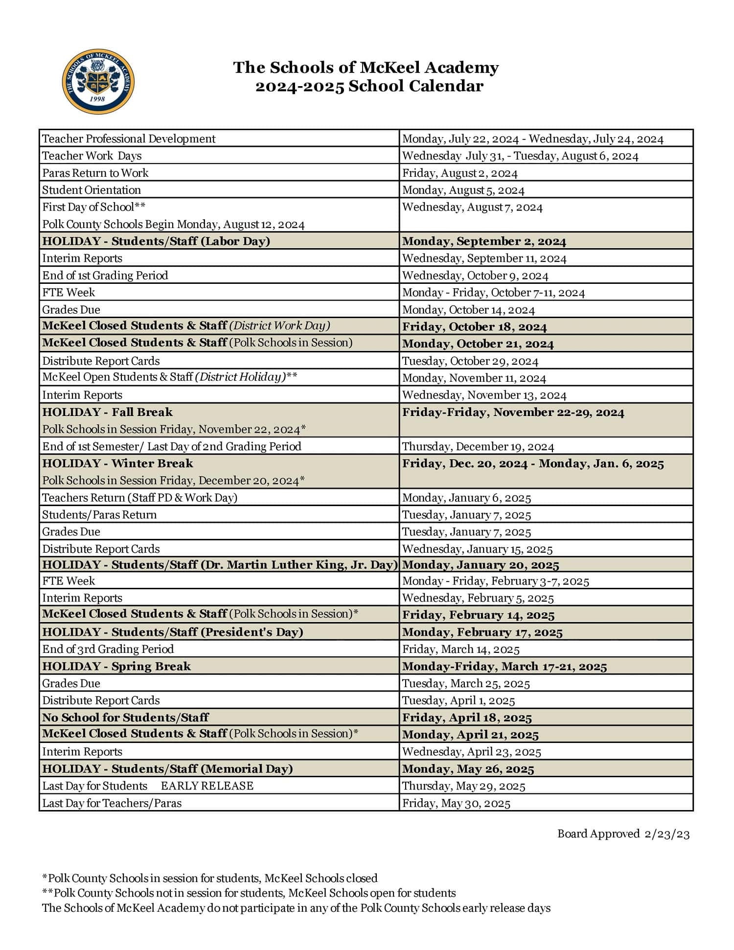 Polk County School Calendar 2025 To 2025 Printable James Teixeira