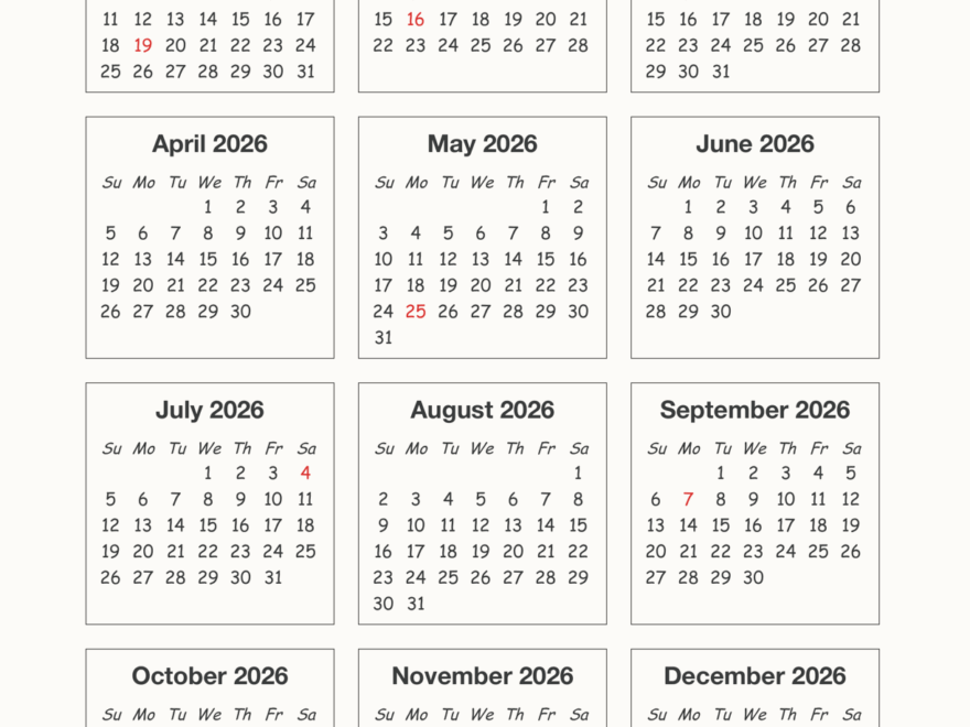 Printable 2026 Calendar
