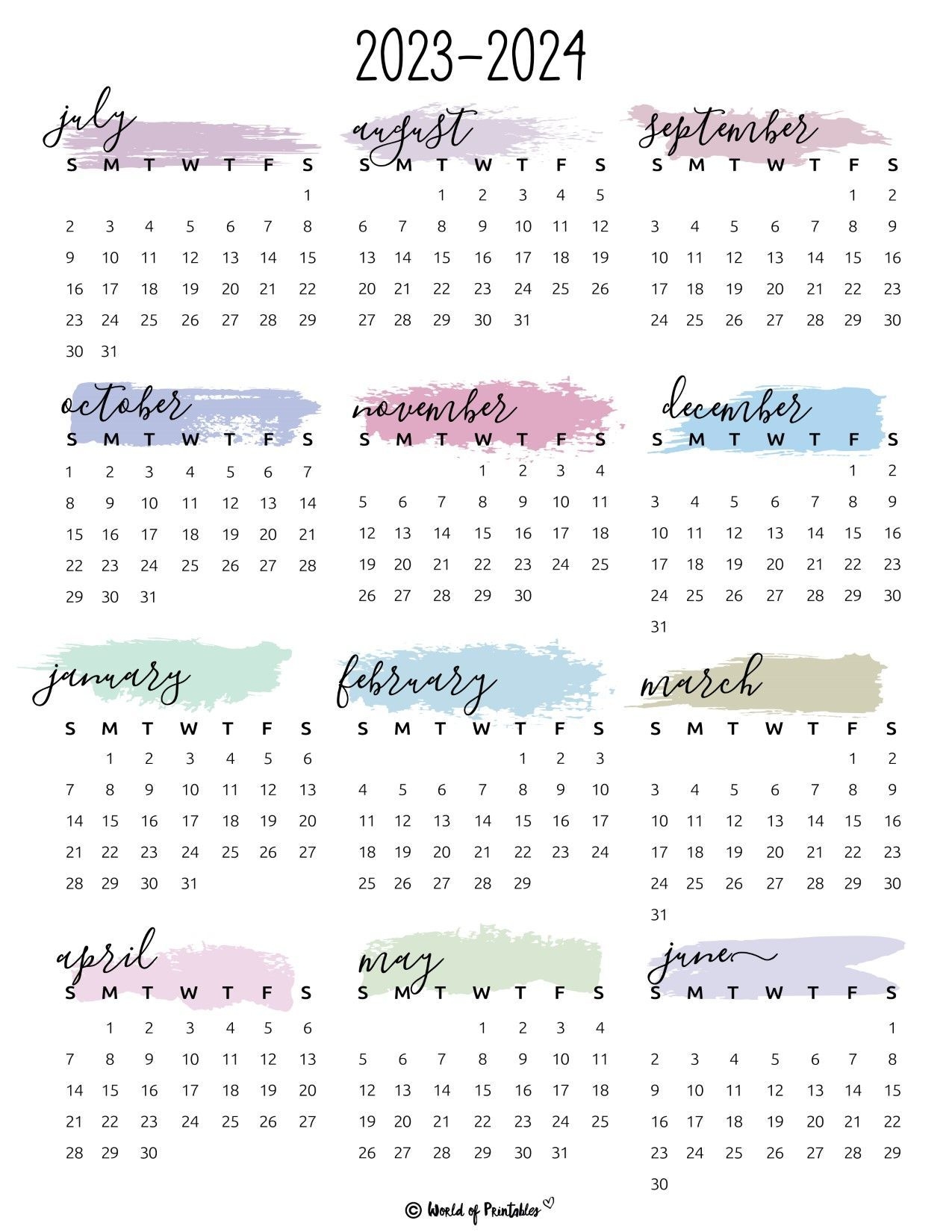 Printable Academic Calendar 2023 2024 In 2023 Printable Calendar
