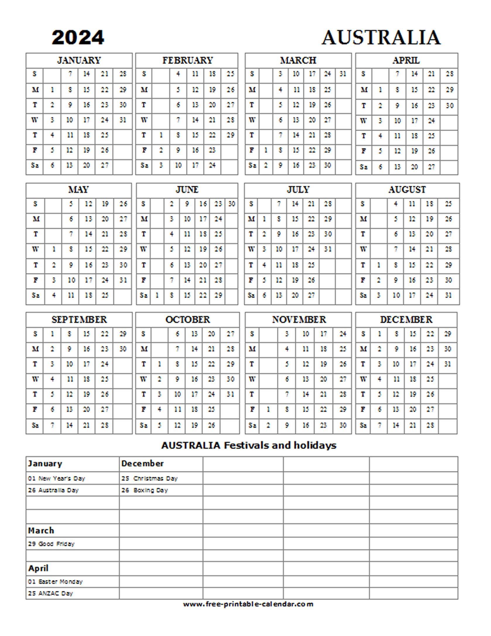 Printable Calendar Australia 2025 Walid Clara
