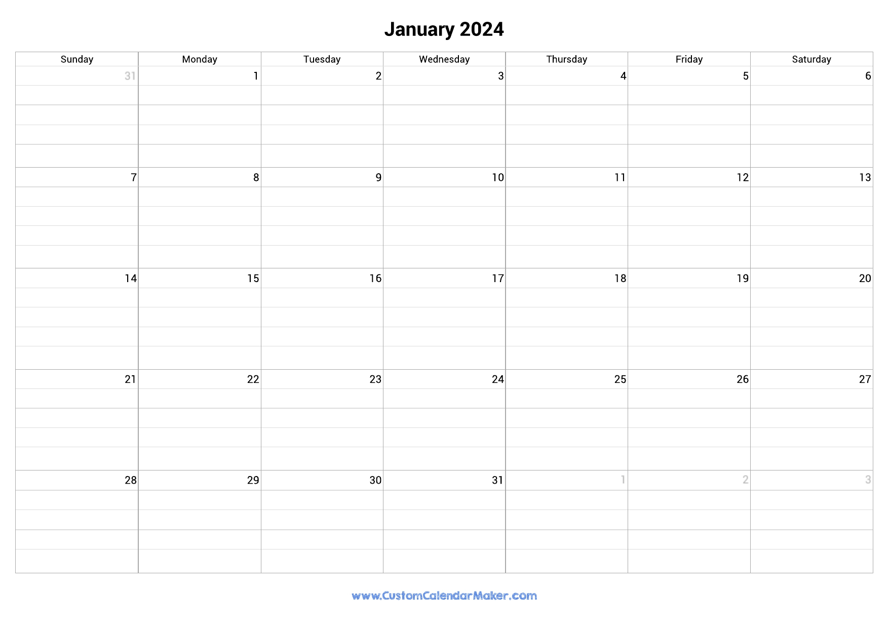 Printable Calendar With Lines 2024 Debi Mollie