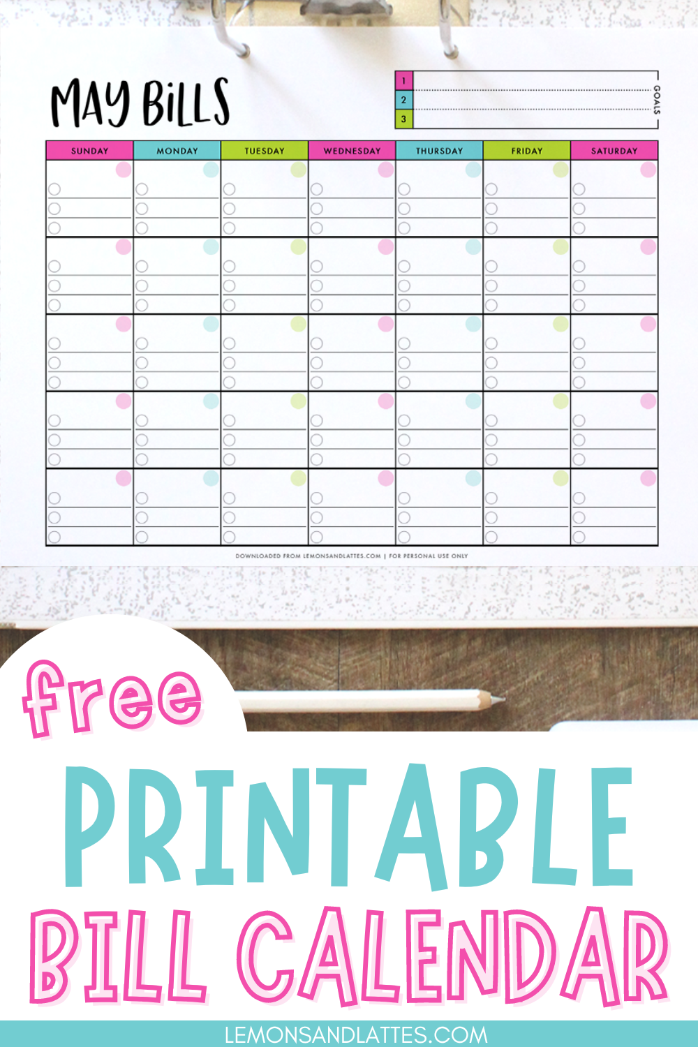 Printable Monthly Bill Calendars Bill Calendar Free Budget