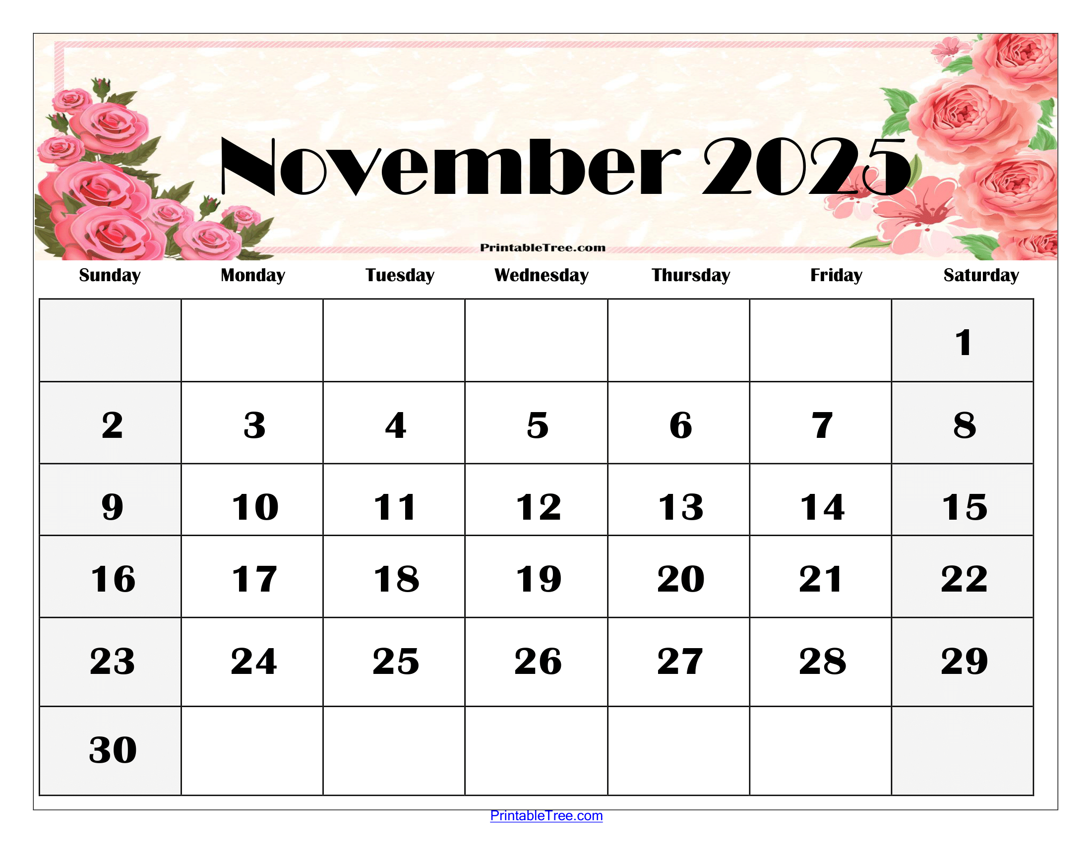 Printable Nov 2025 Calendar Bryna Sibylle