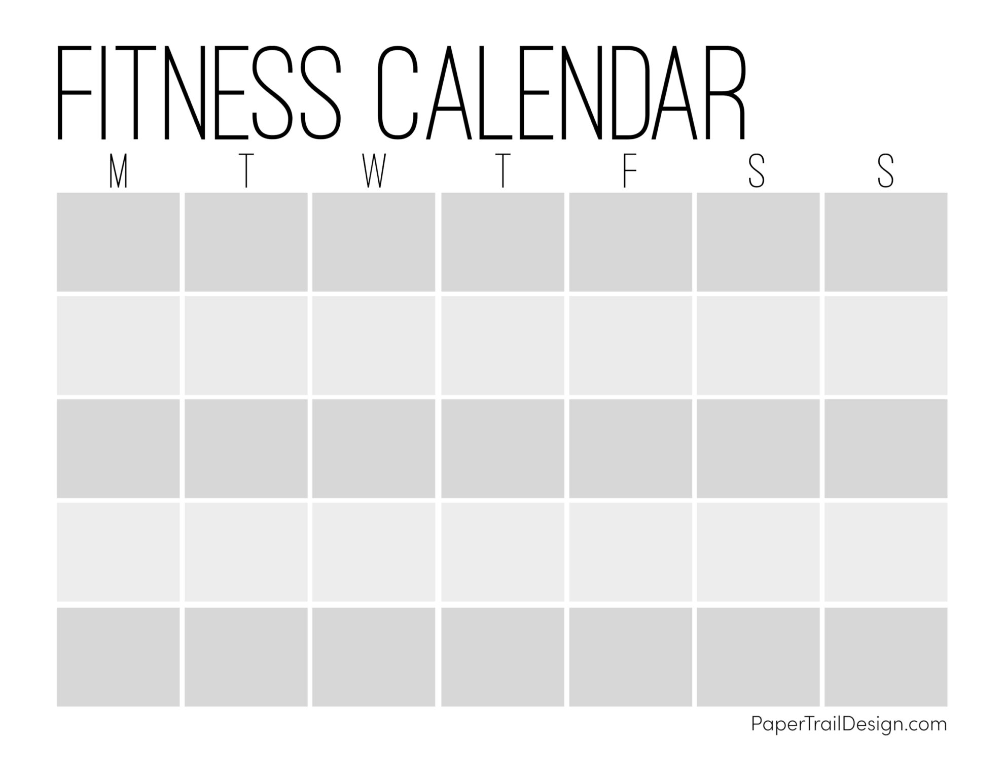 2026 Workout Coloring Calendar Printable Free